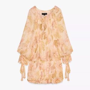 Zara Floral Flouncy Drop Waist Dress